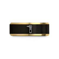 simple wedding bands her – black & gold tungsten otoscope wedding band