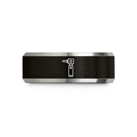 engraved wedding rings her – black & silver tungsten otoscope wedding band
