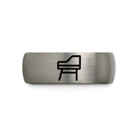 women's minimalist wedding band – gray tungsten piano bench wedding band