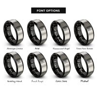 font options for inside engraving on black & silver minor chord rings