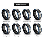 font options for inside engraving on black & blue & gray minotaur rings