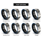 font options for inside engraving on black & blue & gray minotaur rings