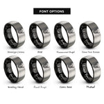 font options for inside engraving on black & gray minotaur rings