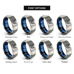 font options for inside engraving on blue & silver minotaur rings