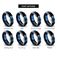 font options for inside engraving on blue & gray minotaur rings