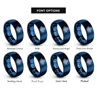font options for inside engraving on blue mint leaves rings
