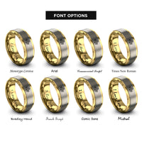 font options for inside engraving on gold & gray mint leaves rings