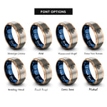 font options for inside engraving on rose gold & blue & grey mint leaves rings