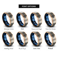 font options for inside engraving on rose gold & blue & grey mint leaves rings