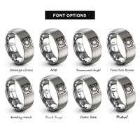 font options for inside engraving on gray mirrorless camera rings