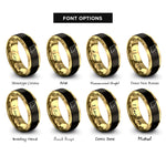 font options for inside engraving on black & gold missouri state rings