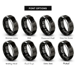font options for inside engraving on black & silver missouri state rings