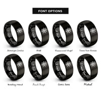 font options for inside engraving on black mistletoe rings