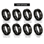 font options for inside engraving on black mistletoe rings