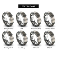 font options for inside engraving on silver mistletoe rings