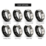 font options for inside engraving on black & silver miter saw rings