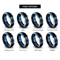 font options for inside engraving on blue & grey mitre peak rings
