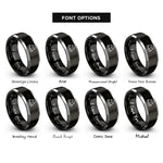 font options for inside engraving on black & silver mixer knob rings