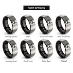 font options for inside engraving on black & gray mixing bowl rings