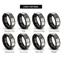 font options for inside engraving on black & silver mixing glass rings