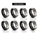 font options for inside engraving on black & grey mma gloves rings