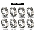 font options for inside engraving on grey mma gloves rings