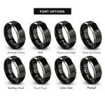 font options for inside engraving on black & grey moai easter island rings