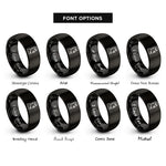 font options for inside engraving on black moai easter island rings