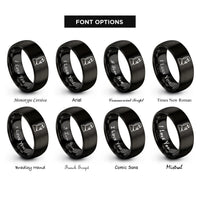 font options for inside engraving on black moai easter island rings