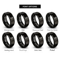 font options for inside engraving on black moai easter island rings