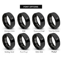 font options for inside engraving on black moai easter island rings