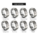 font options for inside engraving on silver moai easter island rings