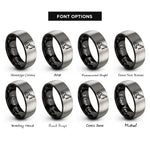 font options for inside engraving on black & gray mobile crane rings