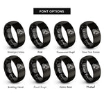 font options for inside engraving on black mobile crane rings