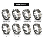 font options for inside engraving on silver mobile crane rings