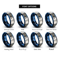 font options for inside engraving on blue & gray mobile robot amr rings