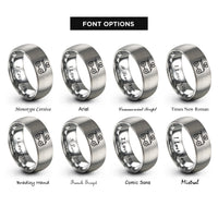 font options for inside engraving on grey mobile robot amr rings