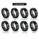 font options for inside engraving on gunmetal & blue mobile robot amr rings