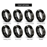 font options for inside engraving on black & gray mobile stars rings