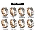 font options for inside engraving on rose gold & silver mobile stars rings