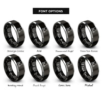 font options for inside engraving on black & silver mobility scooter rings