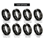 font options for inside engraving on black & grey mobius strip rings