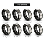 font options for inside engraving on black & silver mobius strip rings