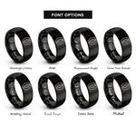 font options for inside engraving on black mobius strip rings