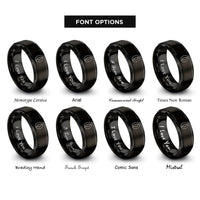 font options for inside engraving on black mobius strip rings