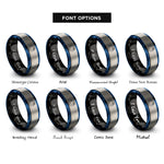 font options for inside engraving on black & blue & gray mod icon rings