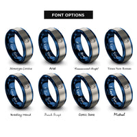 font options for inside engraving on blue & silver mod icon rings