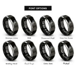 font options for inside engraving on black & gray modern pentathlon rings