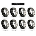 font options for inside engraving on black & silver modern pentathlon rings