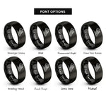 font options for inside engraving on black modern pentathlon rings